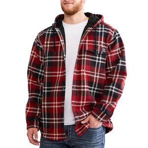 NWT Wolverine Men's Bucksaw Flannel Hooded Shacket Size S/P